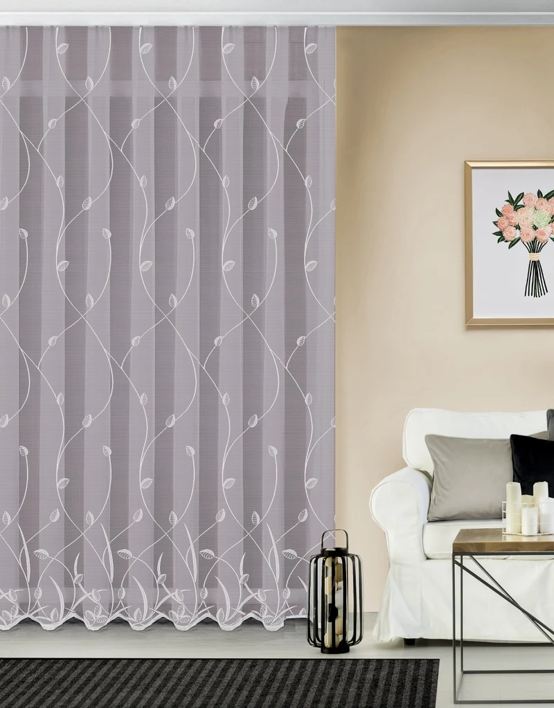 Fensterstore Jacquard weiß mit Faltenband von Albani