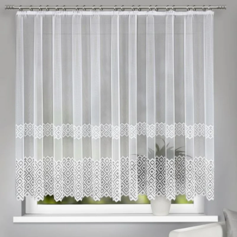 Gardine Jacquard Ella weiß mit Faltenband - Fensterstore von Albani