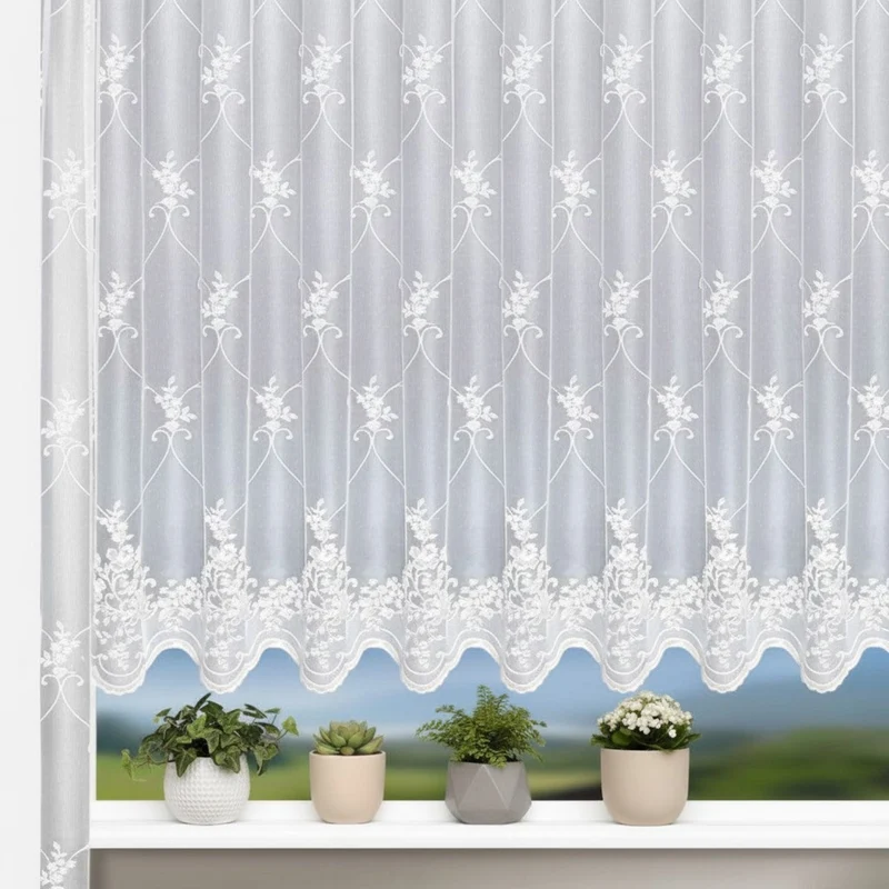 Fensterstore Jacquard "Eni/Sina" - weiße Gardine mit Faltenband von Albani