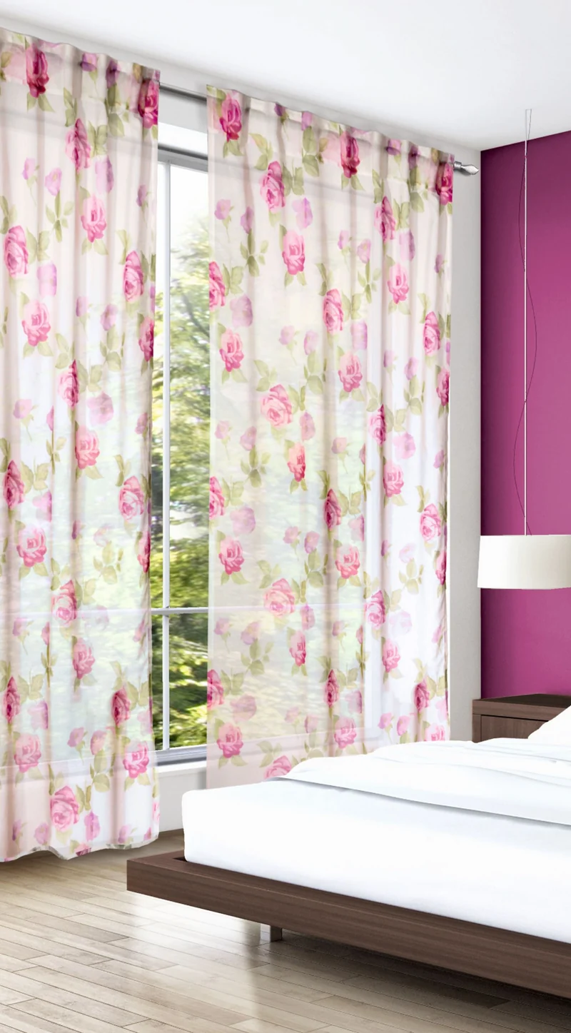 Fertigschal verdeckte Schlaufen "Rose" 280x140cm - Vorhang von Albani