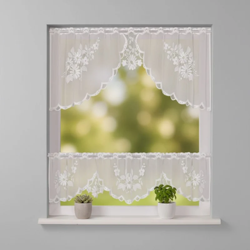 Jacq-Panneau C-Bogen-Set weiß 50+30x140cm - Landhaus-Gardine von Albani