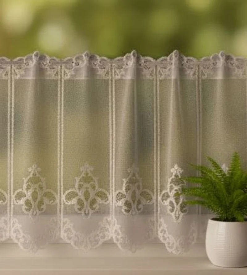 Jacquard Panneau "Ornament" weiß 60x120 cm - Scheibengardine von Albani