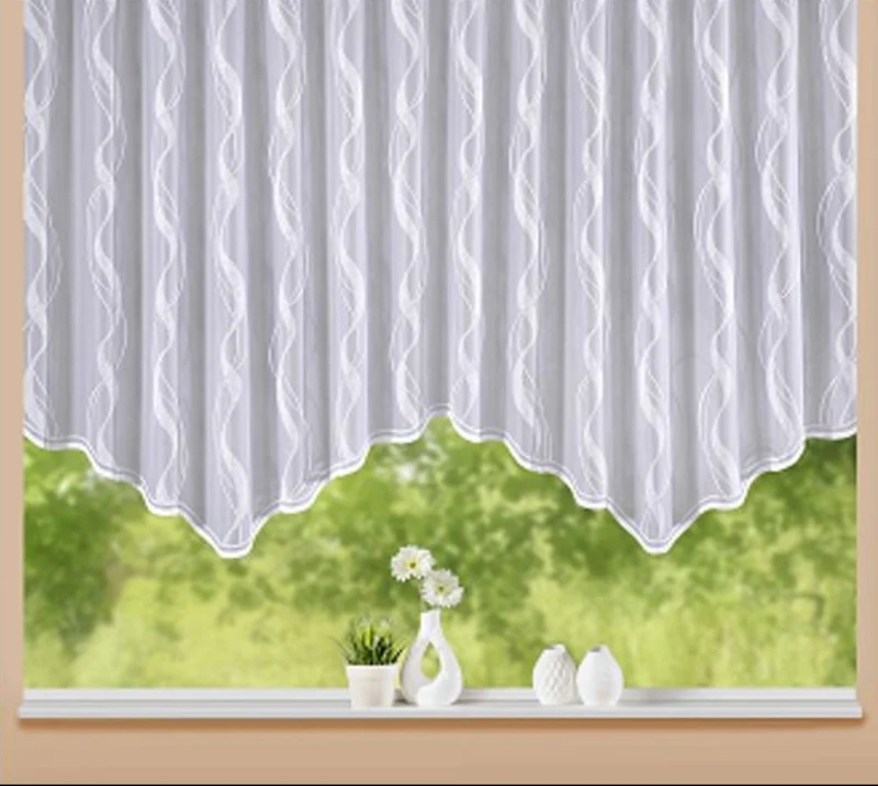 Fertigstore "Wellenbogen" weiß 120x300cm - Jacquard Gardine von Albani