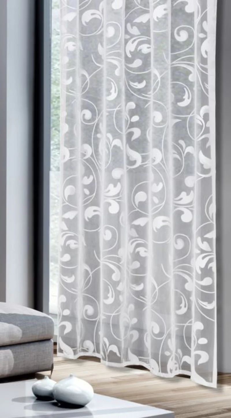 Fertigstore "Ranke" weiß 175x300cm - Jacquard Gardine von Albani