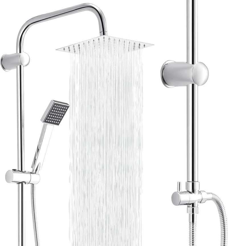 Regendusche Duschsystem 20x20cm Kopfbrause Handbrause Duschset Edelstahl