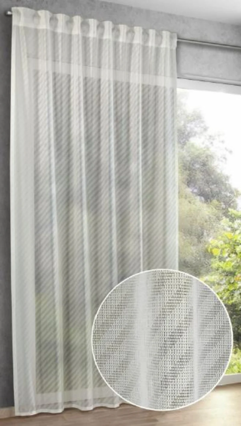Fertigschal verdeckte Schlaufen Jacquard weiß - Vorhang von Albani
