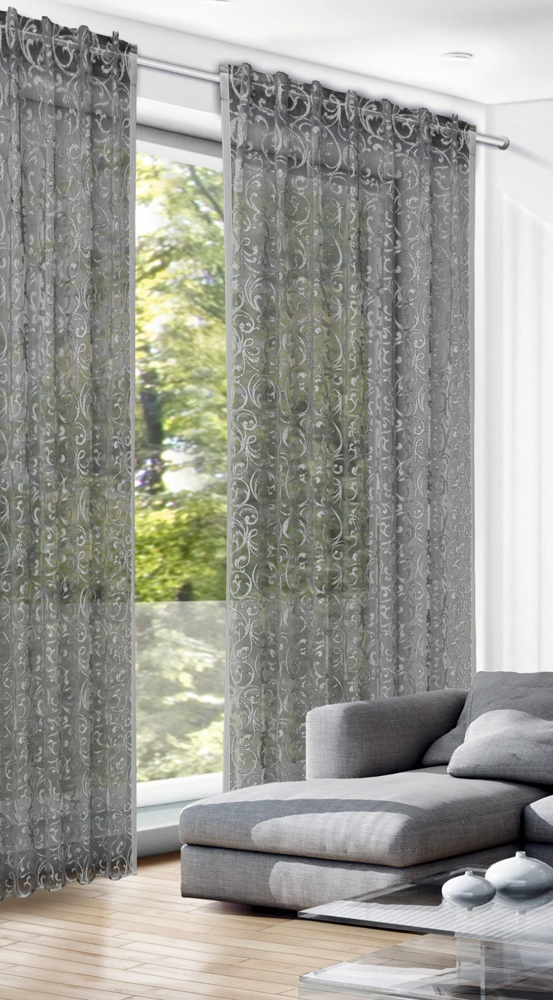 Fertigschal verdeckte Schlaufen grau 245x140 cm - Vorhang von Albani