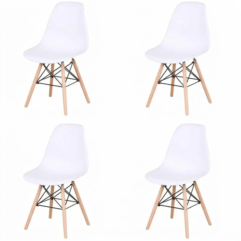 4er Set Esszimmerstühle modern Kunststoff Küchenstuhl Wohnzimmer Stühle Holzbeine 3 Farben