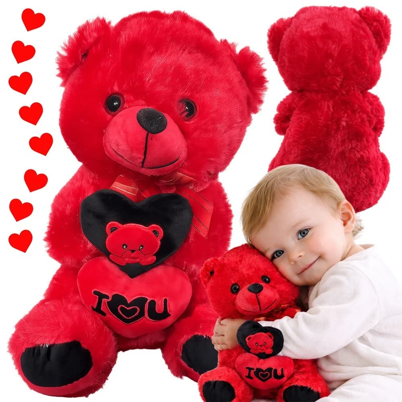 Plüschbär mit I Love You Herz 30 cm roter Teddy Kuscheltier Geschenk 💖💖💖