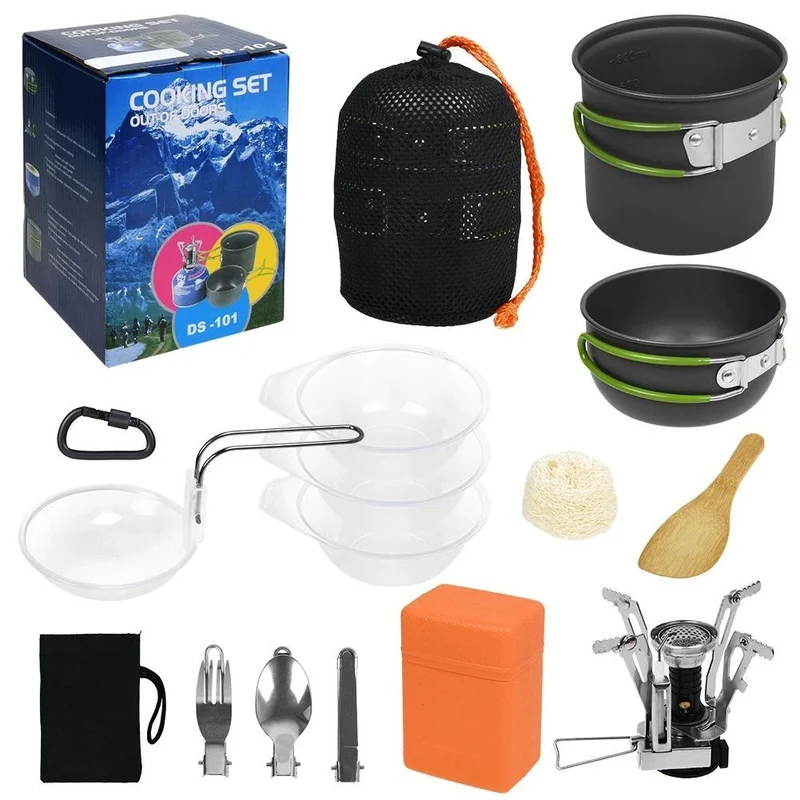 Camping Kochgeschirr Set 2-3 Personen Töpfe Pfanne Kessel
