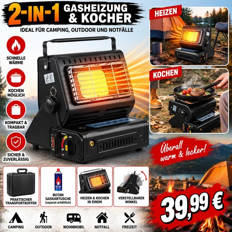 Tragbare Butan Gasheizung Camping Gas Kocher Heizstrahler Zeltheizung Keramik