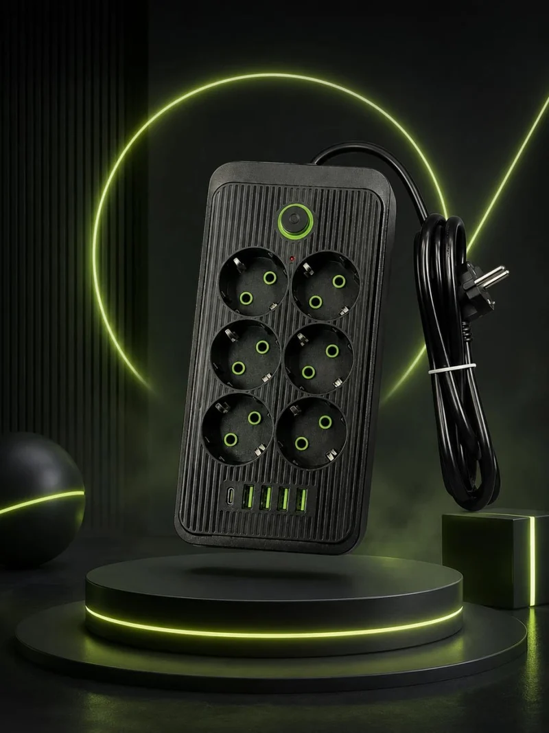Steckdosenleiste 6 Fach mit 4 USB USB-C Mehrfachsteckdose Schalter