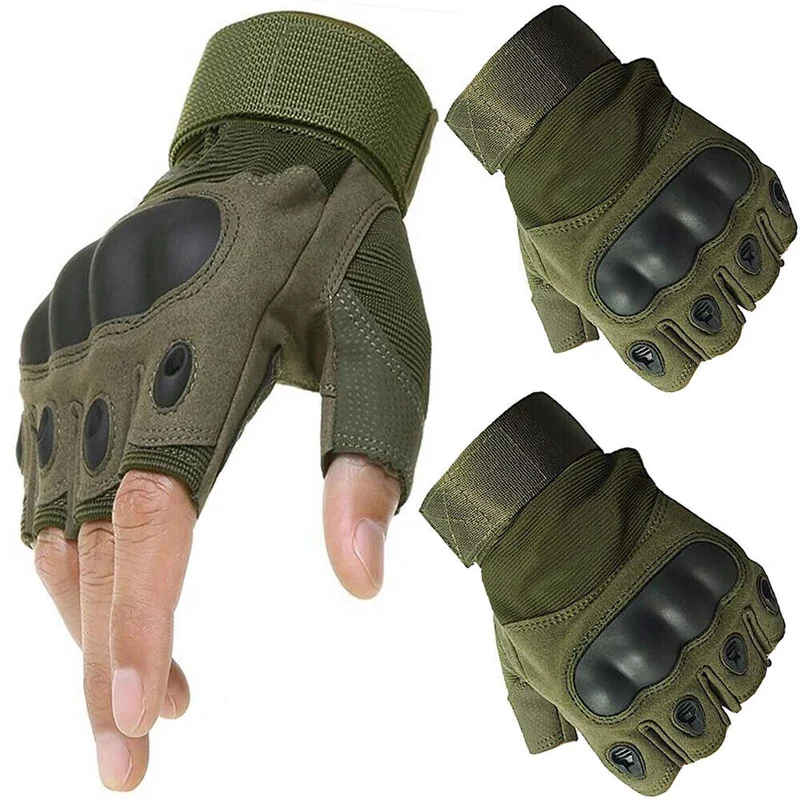 Taktische Fingerlose Handschuhe XL – Militär Outdoor Handschuhe mit Knöchelschutz für Fahrrad, Airsoft, Arbeit und Survival 5904800123752