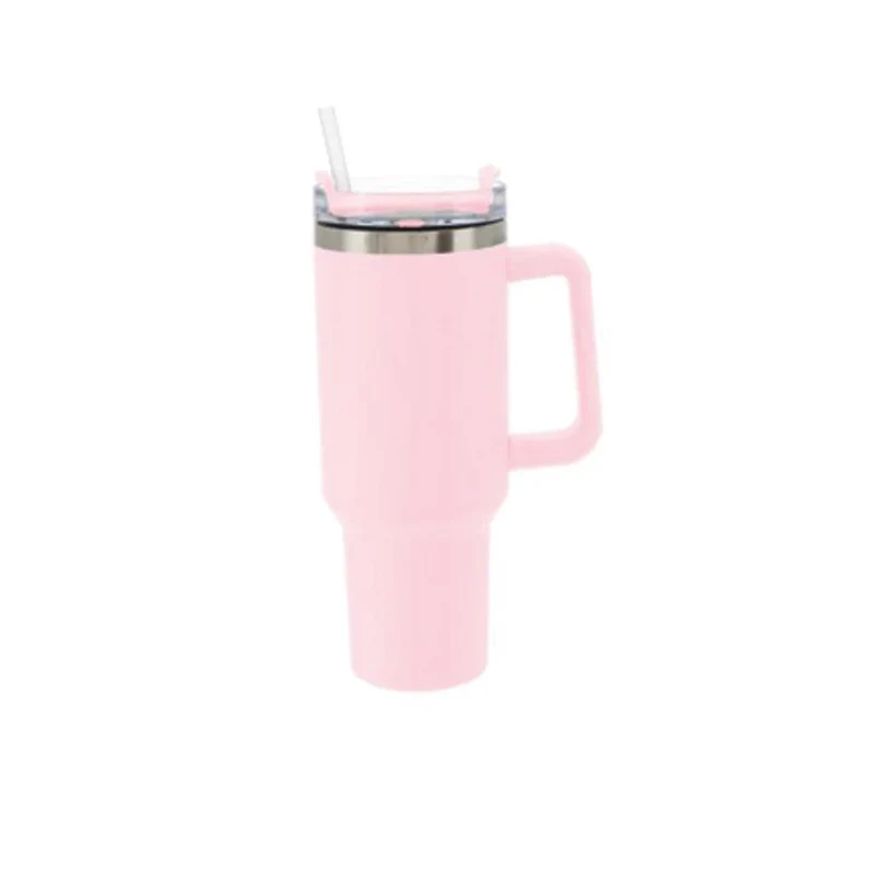 Thermobecher mit Strohhalm und Henkel, 1200ml Kaffeebecher To Go mit Deckel Edel