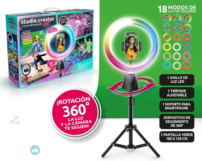 10 Zoll LED Ringlicht mit Stativ & Motion Tracking | Komplett-Set für TikTok, YouTube & Selfies | Smartes Videomaker Set mit Fernbedienung & Greenscreen