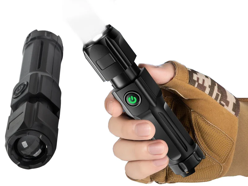 Wiederaufladbare LED Taschenlampe mit XPE LED, Zoom und Micro-USB – Kompakte Outdoor- und Alltagslampe
