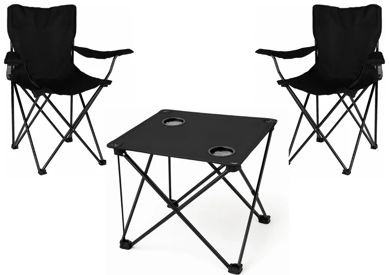 Trizand Camping Set 2x Klappstuhl Tisch faltbar Angelstuhl Outdoor mit Getränkehalter&Taschen