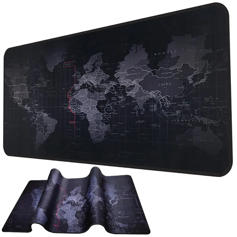 Gaming Mauspad XXL 90x40 cm Weltkarte – Große Schreibtisch Unterlage rutschfest
