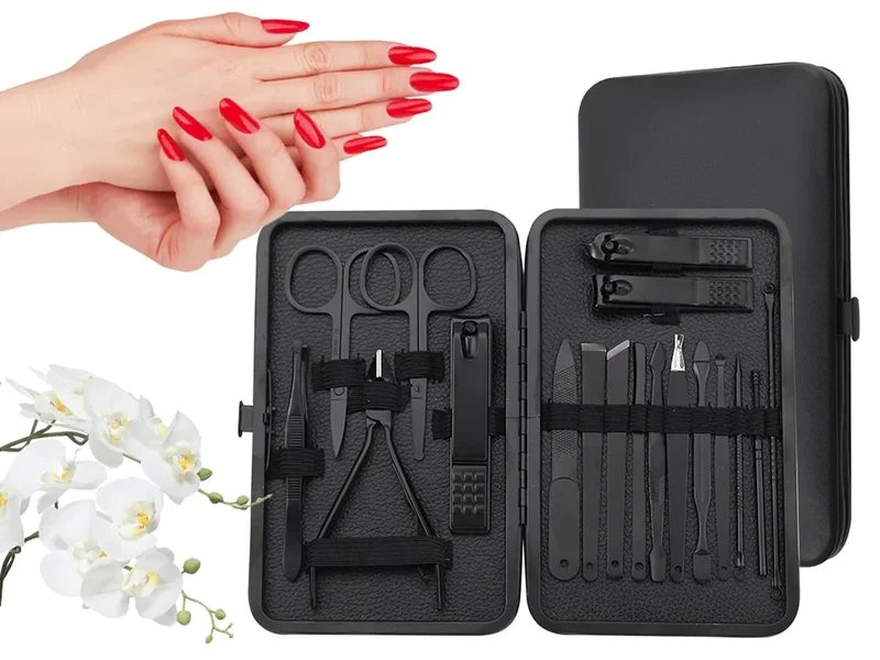 Maniküre Set 18-teilig – Nagelpflege Set mit Nagelknipser, Schere und Etui 5907451375853