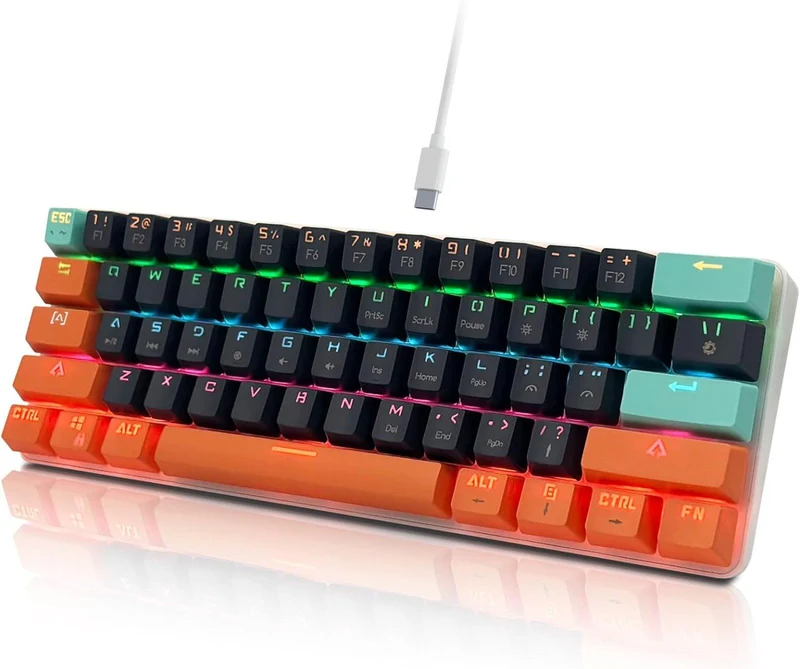 Mechanische Gaming Tastatur 60% RGB USB QWERTY Rot Switch Anti-Ghosting TypC🎮