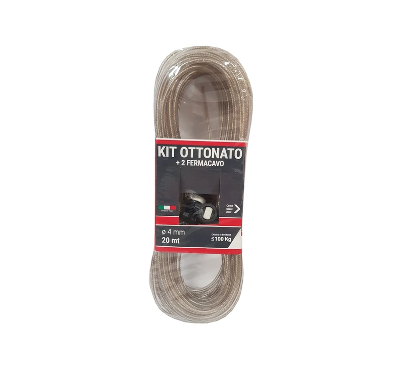 Kit cavetto stendibiancheria matassa Ø 4 mm - 20 mt - con due fermacavi