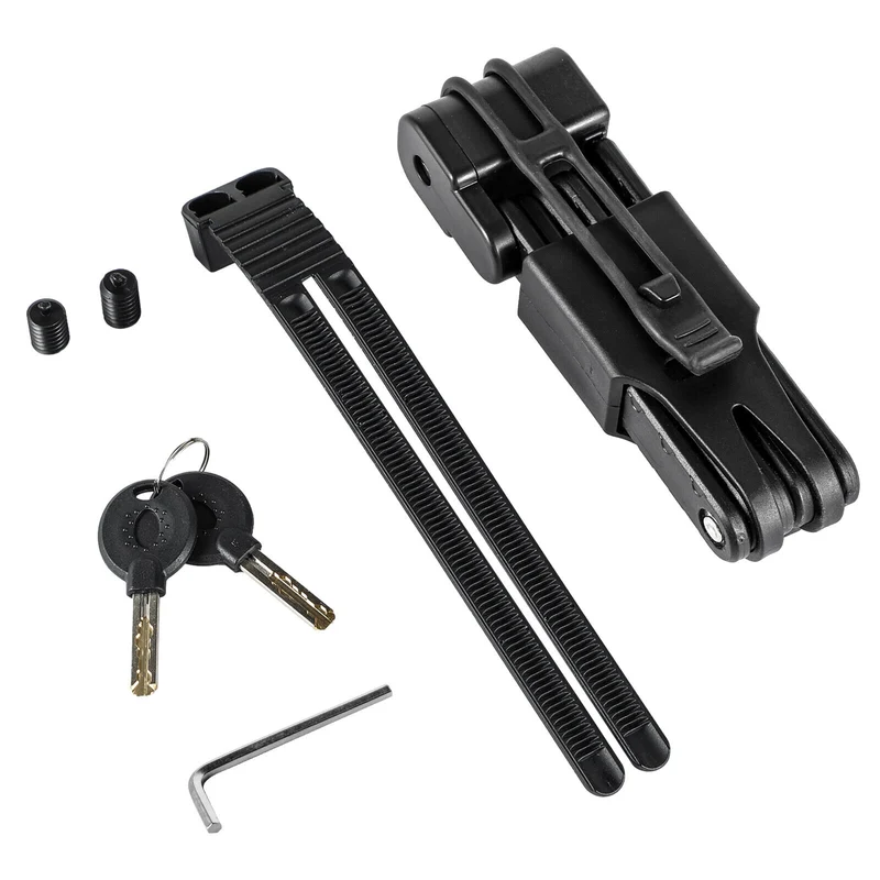 FISCHER Faltschloss mit Halterung Länge Fahrrad-Motorrad-Schloss 85 cm schwarz