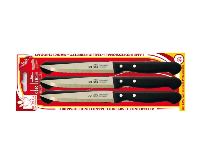 Coltelli da bistecca lama 11 cm - blister 6 pezzi - confezione da 50 pz — DE LUCA Coltellerie