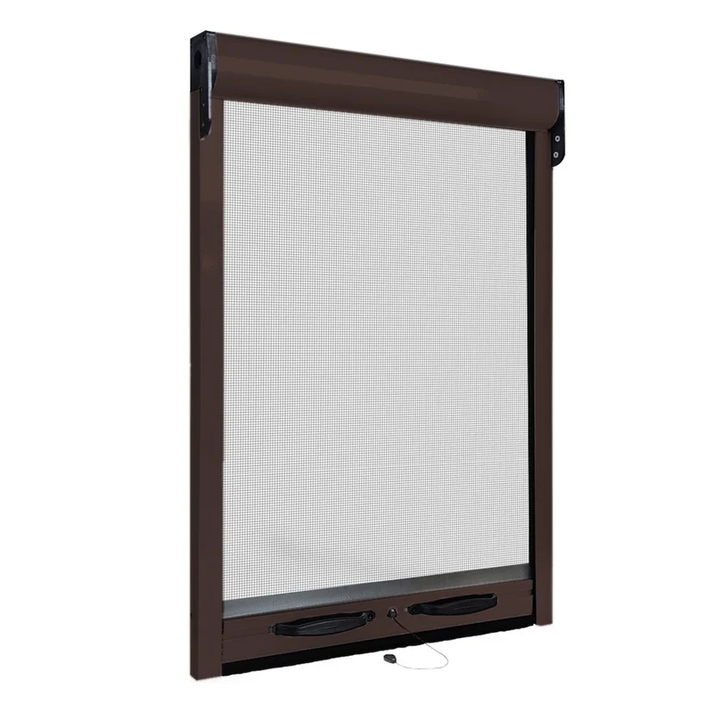 Zanzariera a rullo per finestra con cassonetto da 32mm 100x160cm marrone